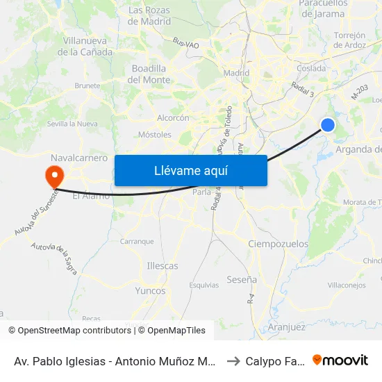 Av. Pablo Iglesias - Antonio Muñoz Molina to Calypo Fado map