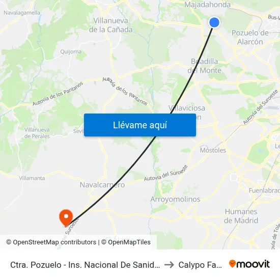Ctra. Pozuelo - Ins. Nacional De Sanidad to Calypo Fado map