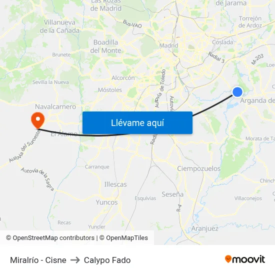 Miralrío - Cisne to Calypo Fado map