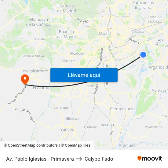 Av. Pablo Iglesias - Primavera to Calypo Fado map