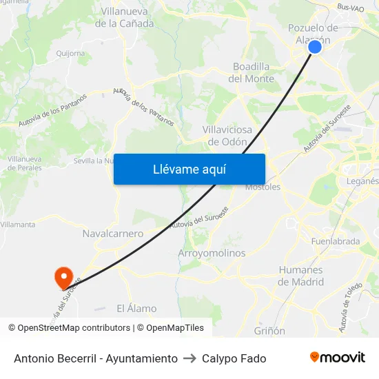 Antonio Becerril - Ayuntamiento to Calypo Fado map