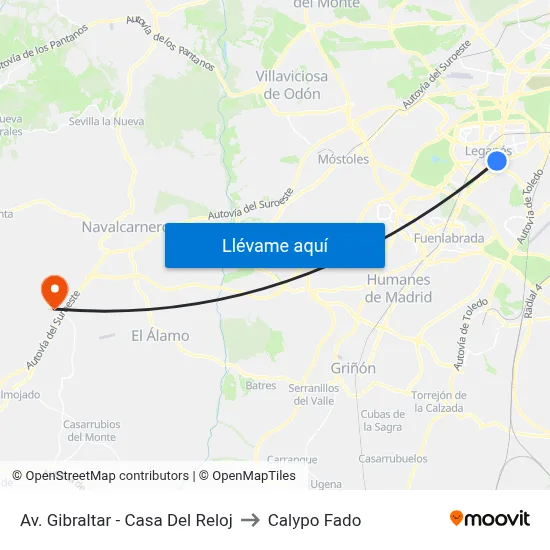 Av. Gibraltar - Casa Del Reloj to Calypo Fado map