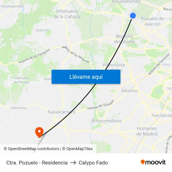 Ctra. Pozuelo - Residencia to Calypo Fado map
