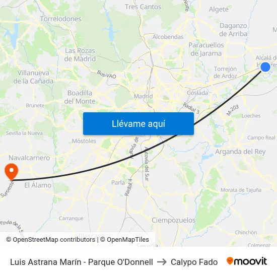 Luis Astrana Marín - Parque O'Donnell to Calypo Fado map