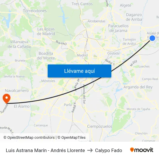 Luis Astrana Marín - Andrés Llorente to Calypo Fado map