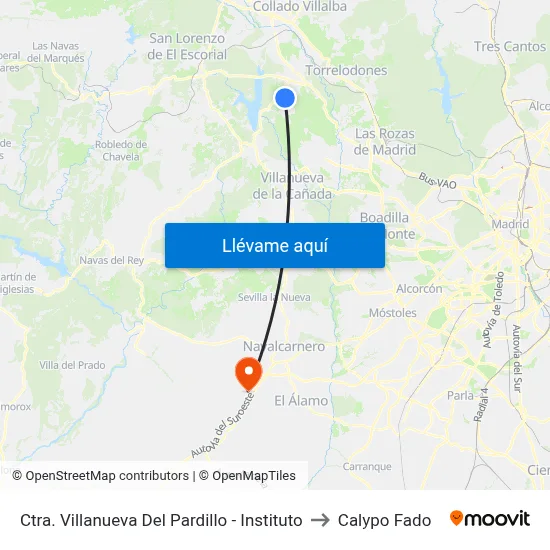 Ctra. Villanueva Del Pardillo - Instituto to Calypo Fado map