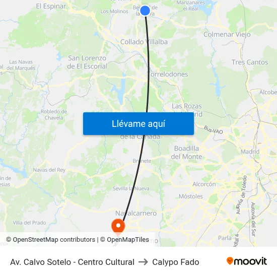 Av. Calvo Sotelo - Centro Cultural to Calypo Fado map