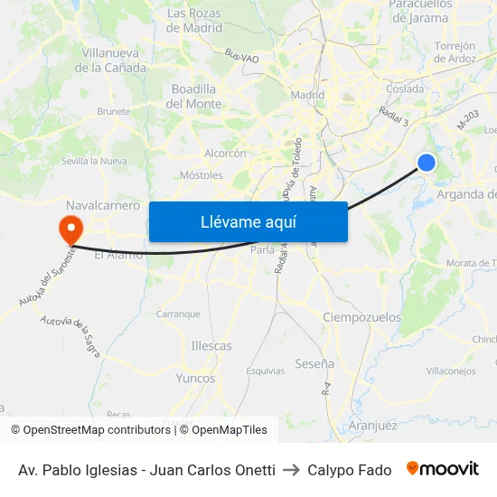Av. Pablo Iglesias - Juan Carlos Onetti to Calypo Fado map