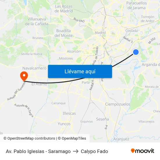 Av. Pablo Iglesias - Saramago to Calypo Fado map