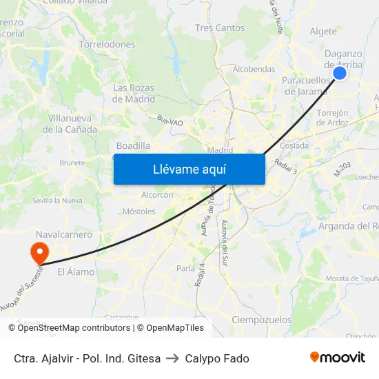 Ctra. Ajalvir - Pol. Ind. Gitesa to Calypo Fado map