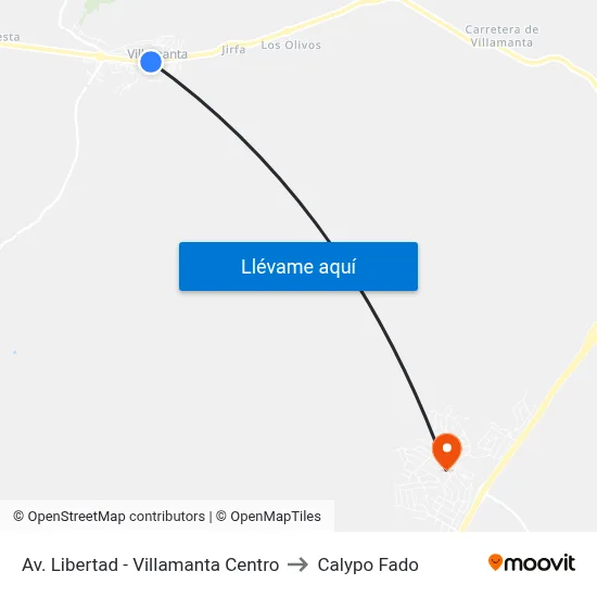 Av. Libertad - Villamanta Centro to Calypo Fado map