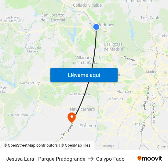 Jesusa Lara - Parque Pradogrande to Calypo Fado map