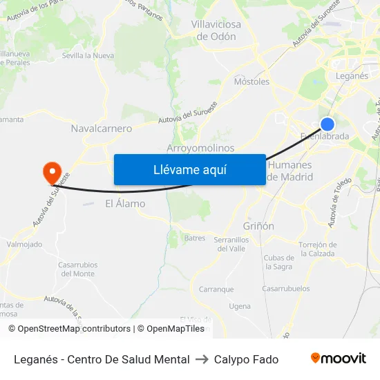 Leganés - Centro De Salud Mental to Calypo Fado map