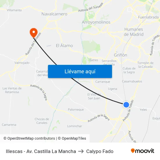 Illescas - Av. Castilla La Mancha to Calypo Fado map