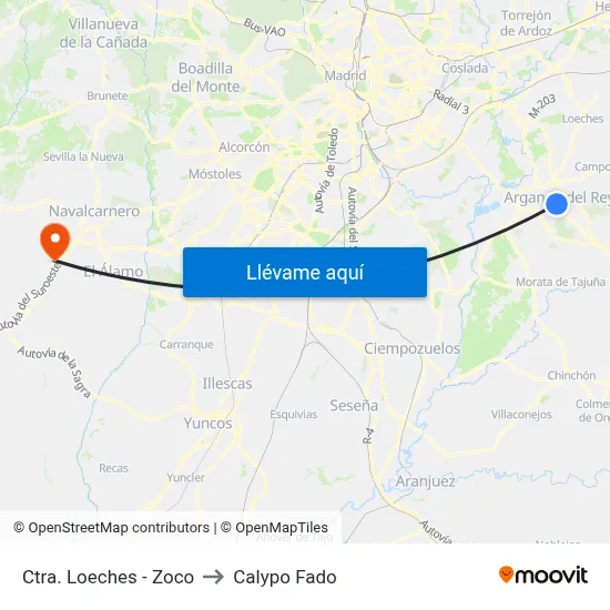Ctra. Loeches - Zoco to Calypo Fado map