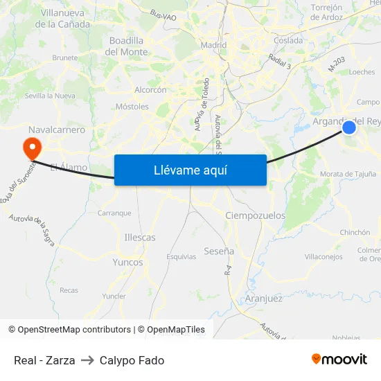Real - Zarza to Calypo Fado map