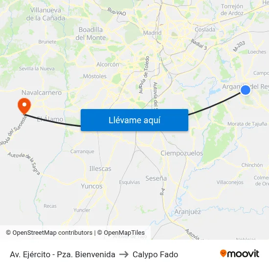 Av. Ejército - Pza. Bienvenida to Calypo Fado map
