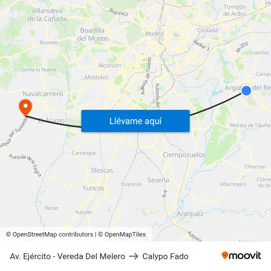 Av. Ejército - Vereda Del Melero to Calypo Fado map