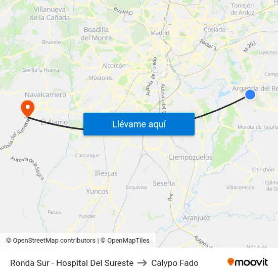 Ronda Sur - Hospital Del Sureste to Calypo Fado map