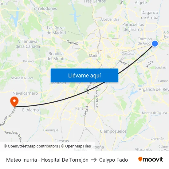 Mateo Inurria - Hospital De Torrejón to Calypo Fado map