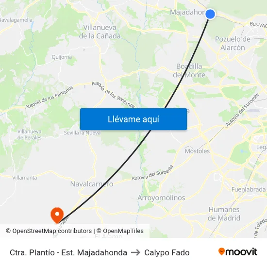 Ctra. Plantío - Est. Majadahonda to Calypo Fado map