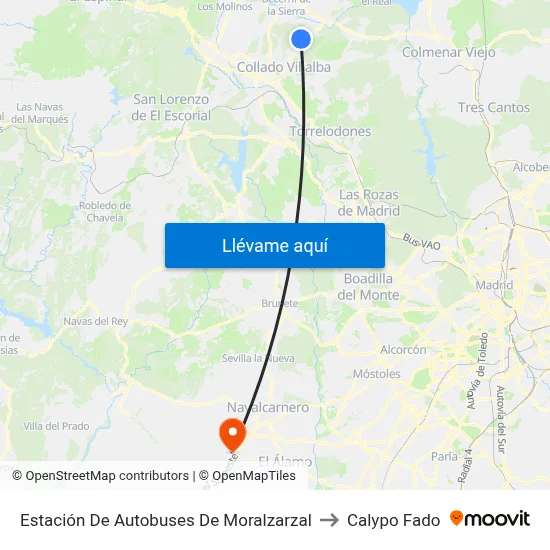 Estación De Autobuses De Moralzarzal to Calypo Fado map