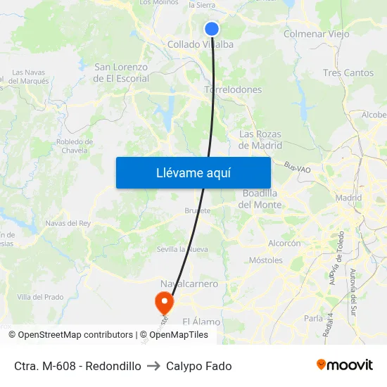 Ctra. M-608 - Redondillo to Calypo Fado map