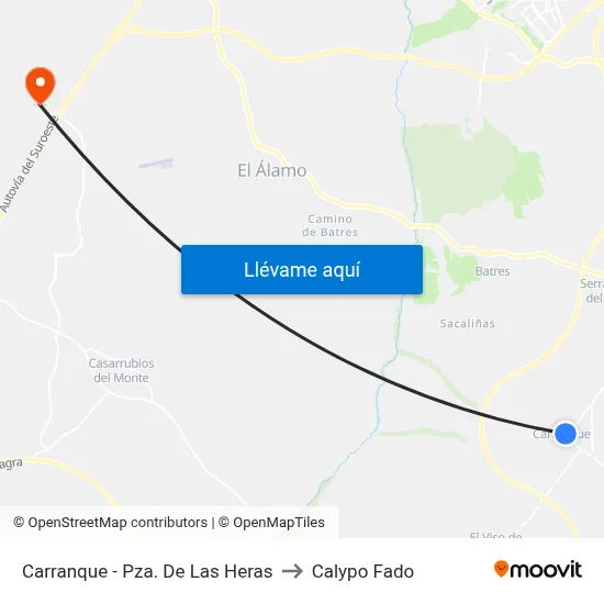 Carranque - Pza. De Las Heras to Calypo Fado map