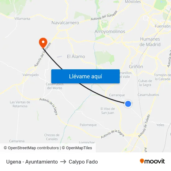 Ugena - Ayuntamiento to Calypo Fado map