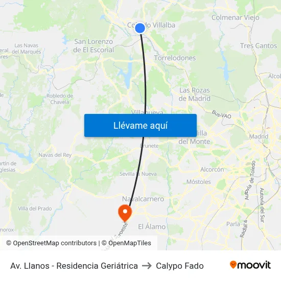 Av. Llanos - Residencia Geriátrica to Calypo Fado map