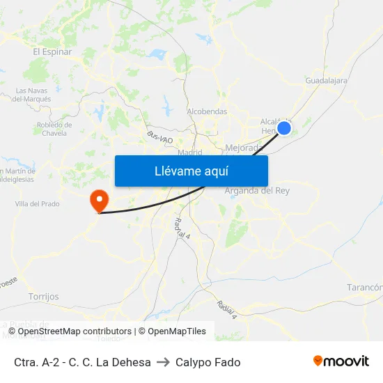 Ctra. A-2 - C. C. La Dehesa to Calypo Fado map