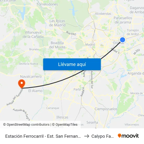 Estación Ferrocarril - Est. San Fernando to Calypo Fado map