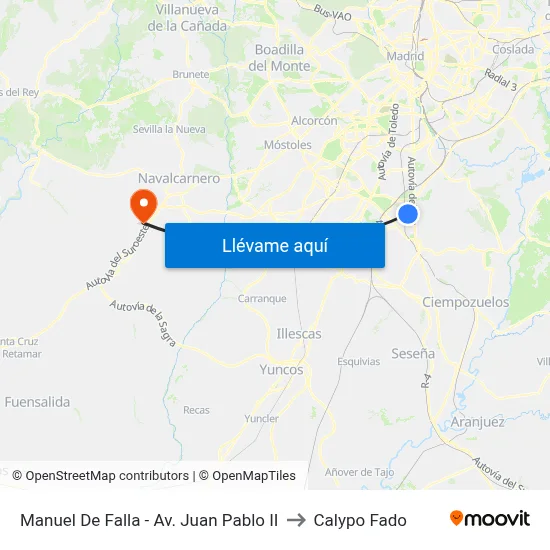 Manuel De Falla - Av. Juan Pablo II to Calypo Fado map