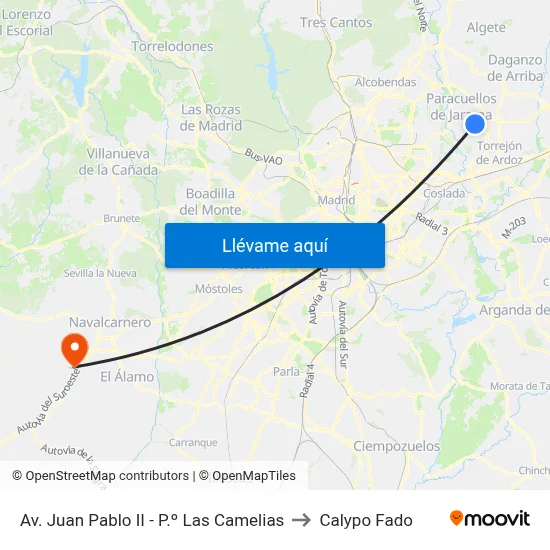 Av. Juan Pablo II - P.º Las Camelias to Calypo Fado map