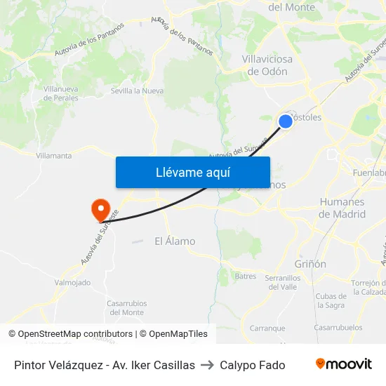 Pintor Velázquez - Av. Iker Casillas to Calypo Fado map