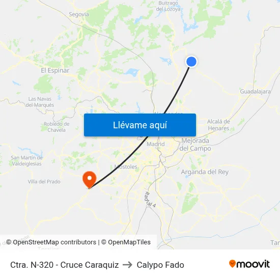 Ctra. N-320 - Cruce Caraquiz to Calypo Fado map