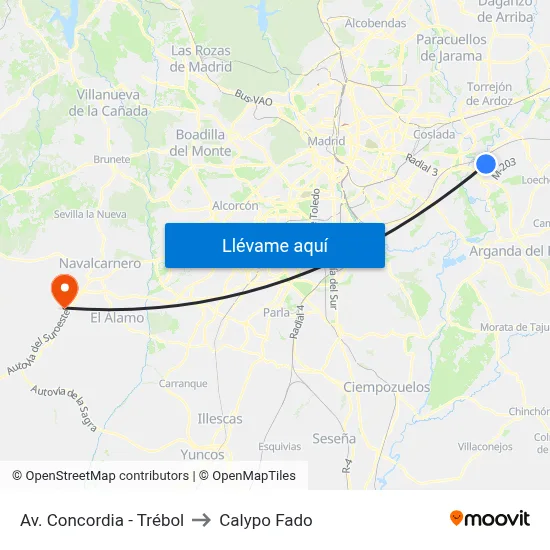 Av. Concordia - Trébol to Calypo Fado map