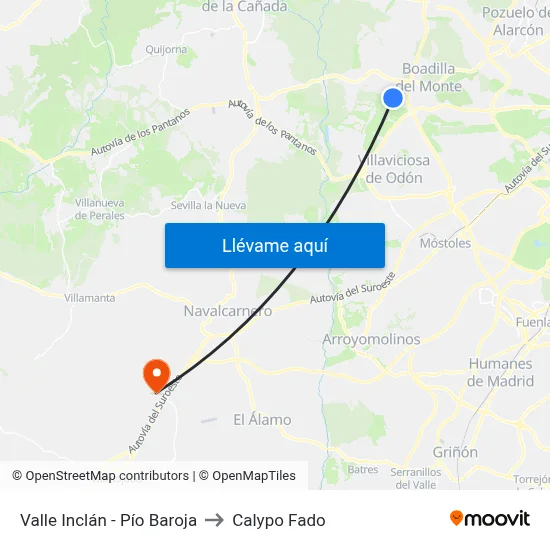 Valle Inclán - Pío Baroja to Calypo Fado map