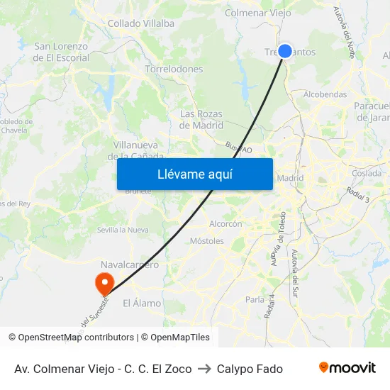 Av. Colmenar Viejo - C. C. El Zoco to Calypo Fado map