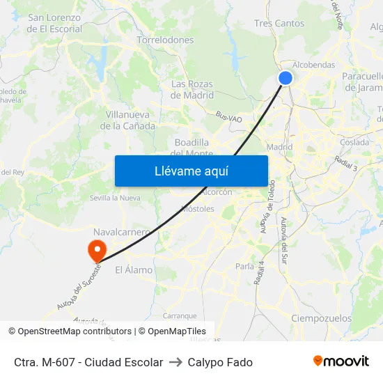Ctra. M-607 - Ciudad Escolar to Calypo Fado map