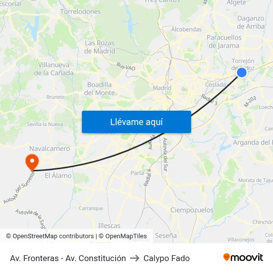 Av. Fronteras - Av. Constitución to Calypo Fado map