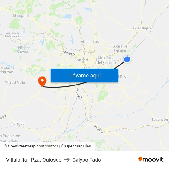 Villalbilla - Pza. Quiosco to Calypo Fado map