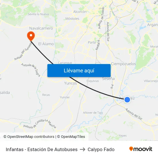 Infantas - Estación De Autobuses to Calypo Fado map