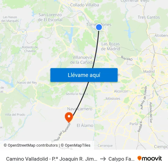 Camino Valladolid - P.º Joaquín R. Jiménez to Calypo Fado map
