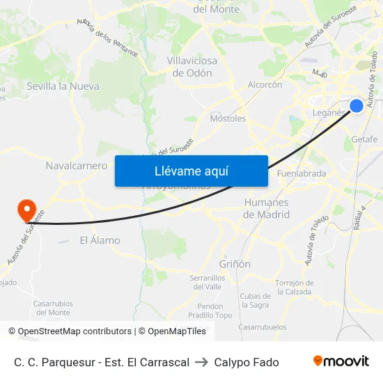 C. C. Parquesur - Est. El Carrascal to Calypo Fado map