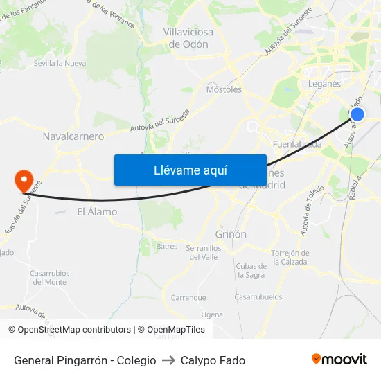 General Pingarrón - Colegio to Calypo Fado map