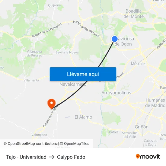 Tajo - Universidad to Calypo Fado map