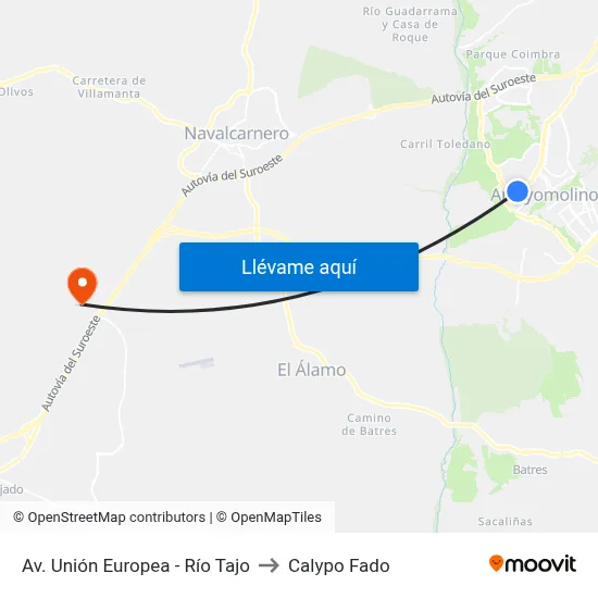 Av. Unión Europea - Río Tajo to Calypo Fado map