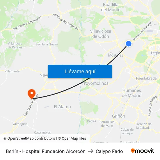 Berlín - Hospital Fundación Alcorcón to Calypo Fado map