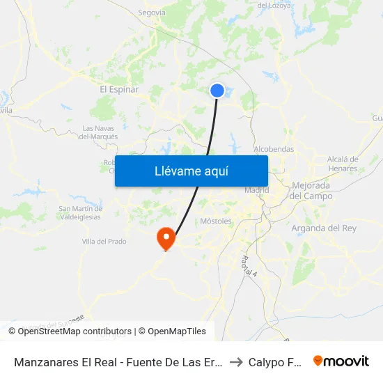 Manzanares El Real - Fuente De Las Ermitas to Calypo Fado map